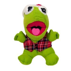VTG McDonald's Kermit the Frog Christmas Carol Plush Plaid Jacket Stuffed Animal